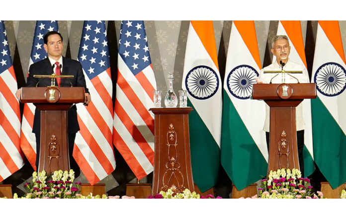 Union Minister for External Affairs, Dr. Subrahmanyam Jaishankar addressing the joint press meet with the U.S. Secretary of State Marco Rubio, in New Delhi on Sunday. (UNI) Union Minister for External Affairs, Dr. Subrahmanyam Jaishankar addressing the joint press meet with the U.S. Secretary of State Marco Rubio, in New Delhi on Sunday. (UNI)