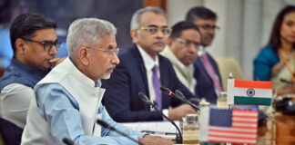 Minister for External Affairs, S. Jaishankar and Foreign Ministers of Quad in a meeting in New Delhi on Tuesday.