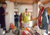 LG Manoj Sinha offers prayers at the temple on Monday.