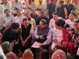 Union Minister Dr Jitendra Singh holding a Public Darbar at Barmeen village on Sunday.