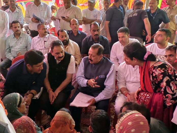 Union Minister Dr Jitendra Singh holding a Public Darbar at Barmeen village on Sunday.