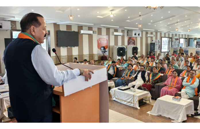Union Minister Dr Jitendra Singh addressing a training camp at Kathua on Sunday. -Excelsior/Nishant Union Minister Dr Jitendra Singh addressing a training camp at Kathua on Sunday. -Excelsior/Nishant