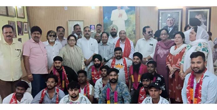 Several BJP youth activists joining NC at Jammu on Thursday. Several BJP youth activists joining NC at Jammu on Thursday.