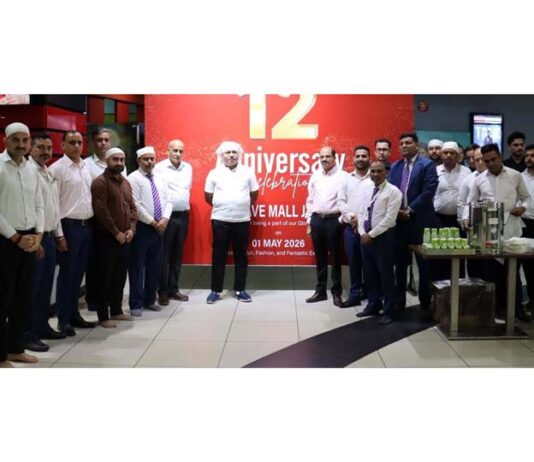 CEO Bipul Rastogi along with others celebrating 12th anniversary of Wave Mall in Jammu.