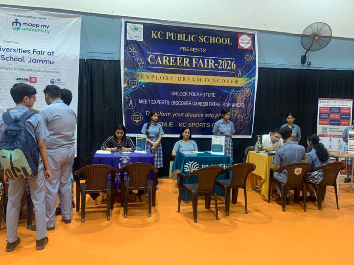 Students participating in career fair at KC Public School, Jammu.