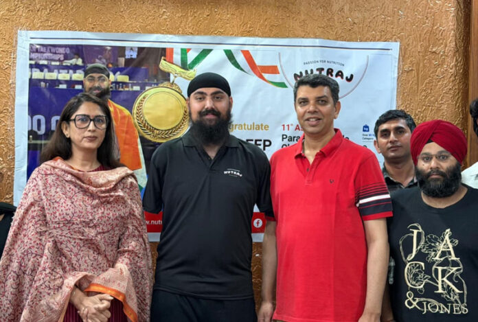 Chandeep Singh during felicitation ceremony in Jammu. Chandeep Singh during felicitation ceremony in Jammu.