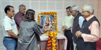 Dignitaries during a function at Gandhi Memorial College on Thursday.