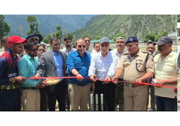 Deputy C1ommissioner Kishtwar, Pankaj Kumar Sharma inaugurating Paddar Premier League on Friday. -Excelsior/Tilak Raj Deputy Commissioner Kishtwar, Pankaj Kumar Sharma inaugurating Paddar Premier League on Friday. -Excelsior/Tilak Raj