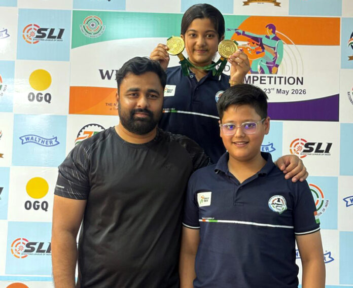 MOSAJ shooters posing along with their coach after their impressive performance at India Open National Level Competition in Dehradun.