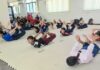 Yoga practitioners performing during Inter-Zonal District Level competitions in Jammu.