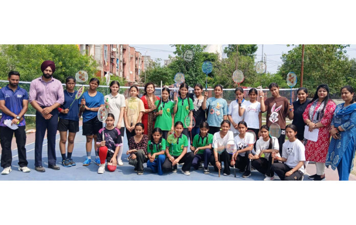 Players posing along with dignitaries during a programme.