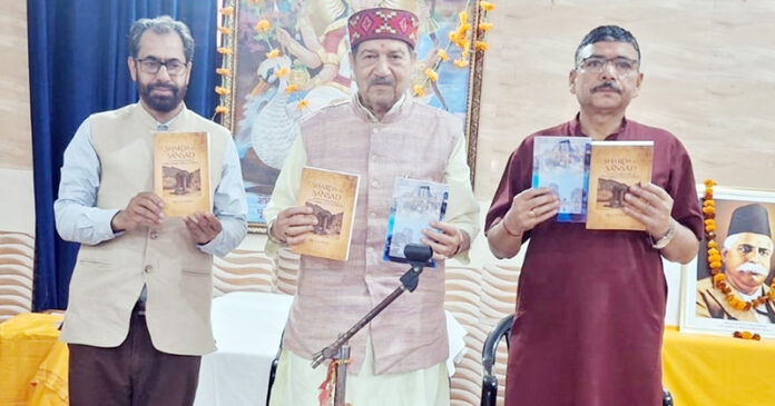Senior RSS leader, Indresh Kumar releasing Dr Hafiz Shah's book at Sanjeevani Sharda Kendra, Bohri on Thursday .