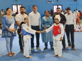 Players being introduced ahead of the match in presence of dignitaries.