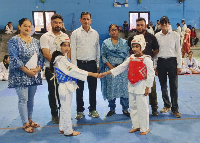 Players being introduced ahead of the match in presence of dignitaries.