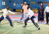Fencers in action during a match in Udhampur.