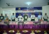 Sham Lal Sharma, MLA, Jammu North posing along with panelists during an International Conference in Jammu on Wednesday.