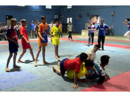 Players in action during a match.