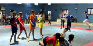 Players in action during a match.