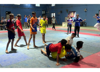 Players in action during a match.