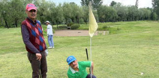Golfer Muzaffar Ahmad Jan at Kashmir Golf Club Srinagar displaying “Hole in One” feat.
