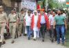 Mahant Baba Yashpal and Sanjeev Verma (Chief Electoral Officer, J&K) leading an awareness march at Jandiyal in Nagrota Constituency.