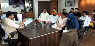 JMC Commissioner Dr Devansh Yadav chairing a meeting with senior officers of the Corporation.