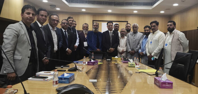 Members of KTMF during their meeting with Amitava Chatterjee, MD & CEO of J&K Bank on Tuesday. Members of KTMF during their meeting with Amitava Chatterjee, MD & CEO of J&K Bank on Tuesday.