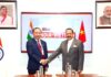 Vietnam Minister of Science and Technology, Prof. Dr Vu Hai Quan, currently on India visit as a part of President To Lam led high level delegation, calling on Union Minister Dr Jitendra Singh at New Delhi.