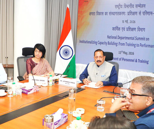 Union Minister Dr Jitendra Singh chairing the National Departmental GAD Summit on "Institutionalising Capacity Building : From Training to Performance-Linked Governance" organised by Capacity Building Commission and Lal Bahadur Shastri Academy Mussoorie, on Friday.