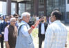 LG Manoj Sinha reviewing pilgrim facilities at Pantha Chowk, Srinagar on Monday.