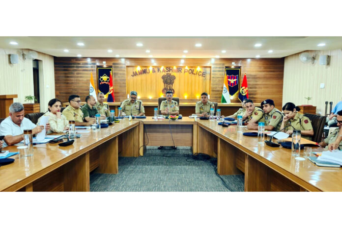 SSP Jammu Joginder Singh chairing a meeting of police officers at DPL Jammu on Saturday. SSP Jammu Joginder Singh chairing a meeting of police officers at DPL Jammu on Saturday.