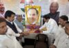 Cong leaders paying tribute to former Prime Minister Rajiv Gandhi during a function in Jammu. -Excelsior/Rakesh