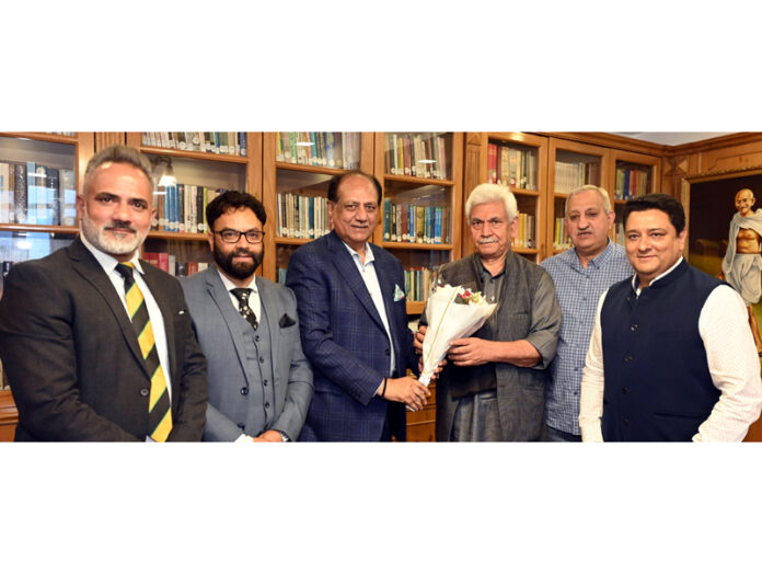 A delegation of MSME Development Forum meeting LG on Saturday.