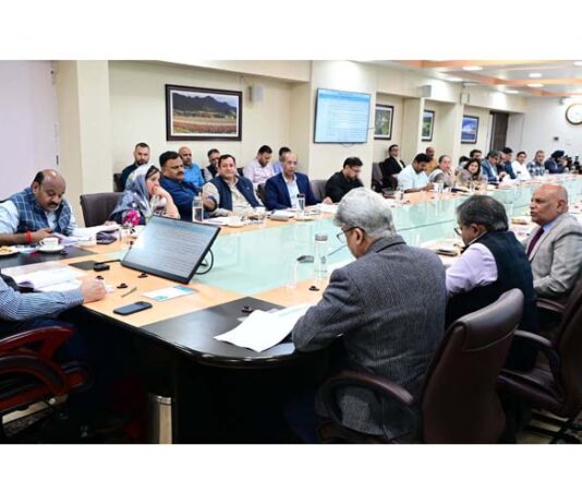CM Omar Abdullah chairing a meeting at Srinagar on Thursday.