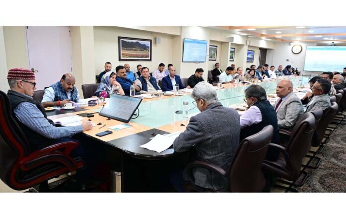 CM Omar Abdullah chairing a meeting at Srinagar on Thursday.