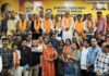 MP (Rajya Sabha) Sat Sharma along with others posing for a group photograph in Jammu.