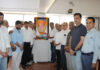 Members of JCMS paying tribute to Prof Chaman Lal Gupta, during a Shradhanjali Sabha in Jammu on Monday.