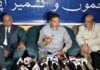Apni Party chief Altaf Bukhari along with other party leaders during a press conference in Srinagar on Wednesday. -Excelsior/Shakeel