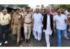 DIG, SSP and political leaders during padyatra in R S Pura on Saturday.