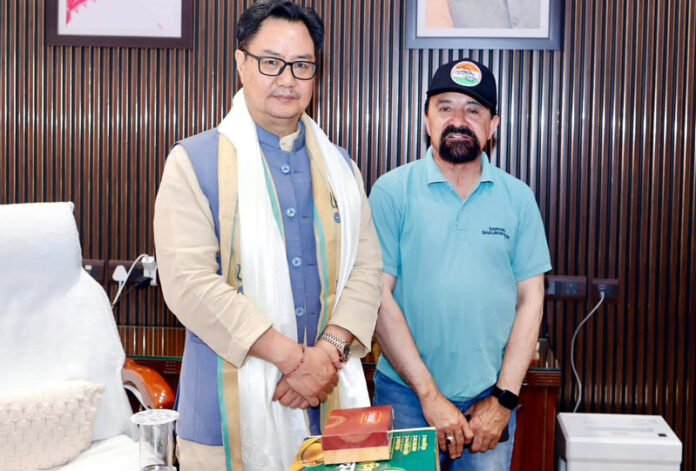 CEC Kargil Dr Mohammad Jaffer Akhoon with Union Minister Kiren Rijiju.