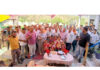 MLA Dr Bharat Bhushan posing along with villagers during a public darbar in Kathua.