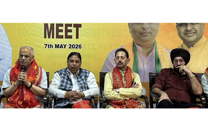 BJP General Secretary Ashok Koul addressing party workers in a function in Jammu.