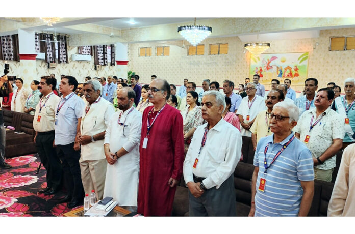 PK leaders and activists during a convention at Jammu on Sunday. PK leaders and activists during a convention at Jammu on Sunday.