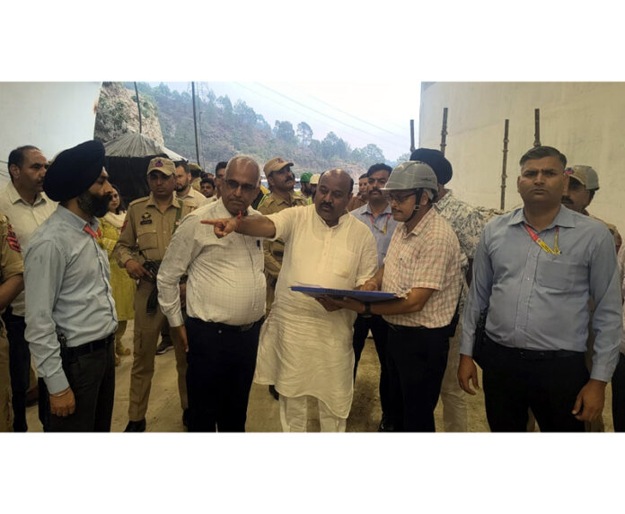 DyCM inspecting work on Sungal Tunnel at Kalidhar on Thursday.