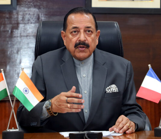 Union Minister Dr Jitendra Singh holding a virtual meeting with France Minister for Higher Education, Research and Space, Prof. Philippe Baptiste.