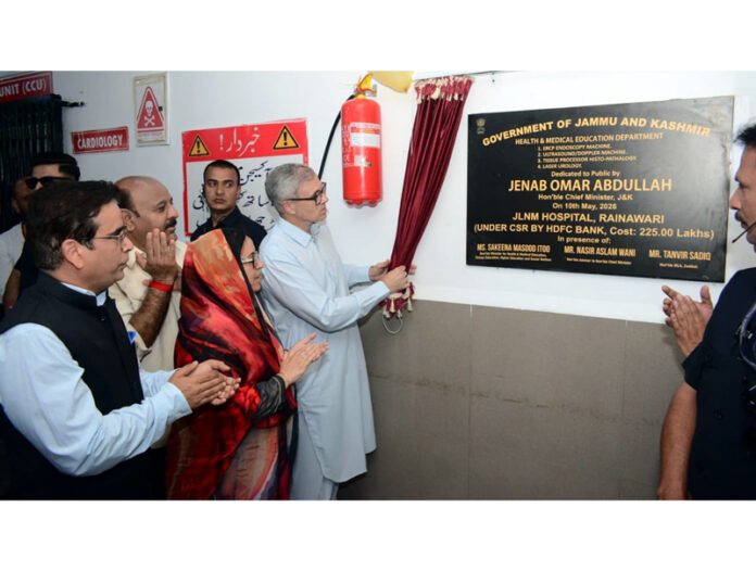 CM dedicating medical equipment to public at JLNM Hospital Srinagar on Sunday. CM dedicating medical equipment to public at JLNM Hospital Srinagar on Sunday.