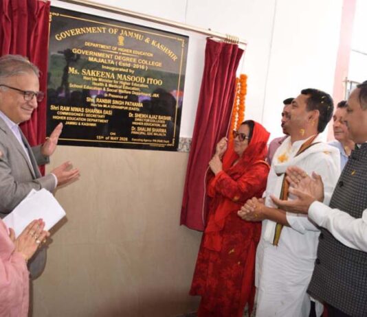 Minister Sakeena Itoo inaugurating newly constructed building of GDC Majalta on Friday.