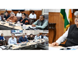 Chief Secretary chairing a meeting at Srinagar on Thursday.