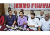 Members of Contractors’ Association addressing a joint press conference in Jammu on Tuesday. — Excelsior/ Rakesh