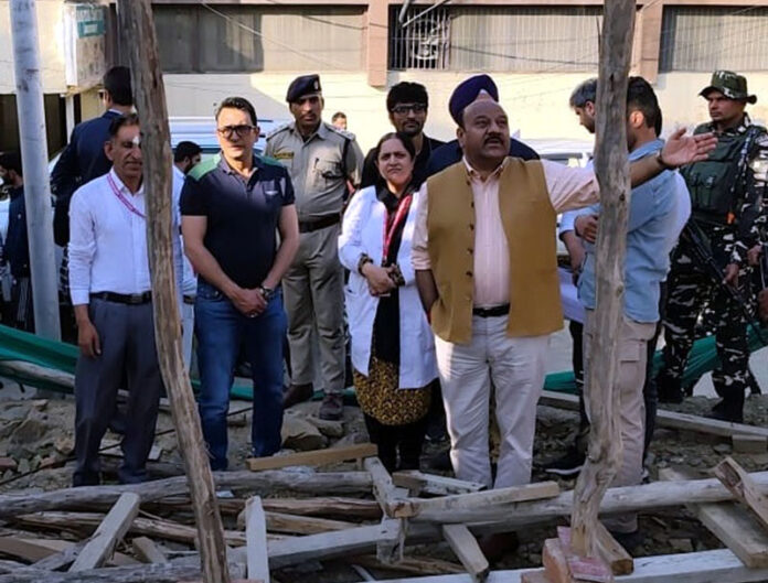 Deputy Chief Minister inspecting ongoing infrastructure works at GMC Srinagar on Wednesday.